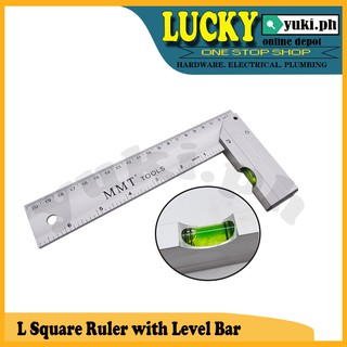 ALUMINUM SQUALA L-SQUARE ANGLE RULER WITH LEVEL BAR (sizes: 20cm/25cm ...