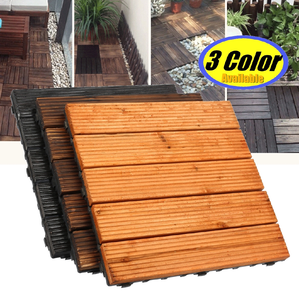 30x30cm Diy Wood Patio Interlocking Flooring Decking Tiles Shopee Philippines