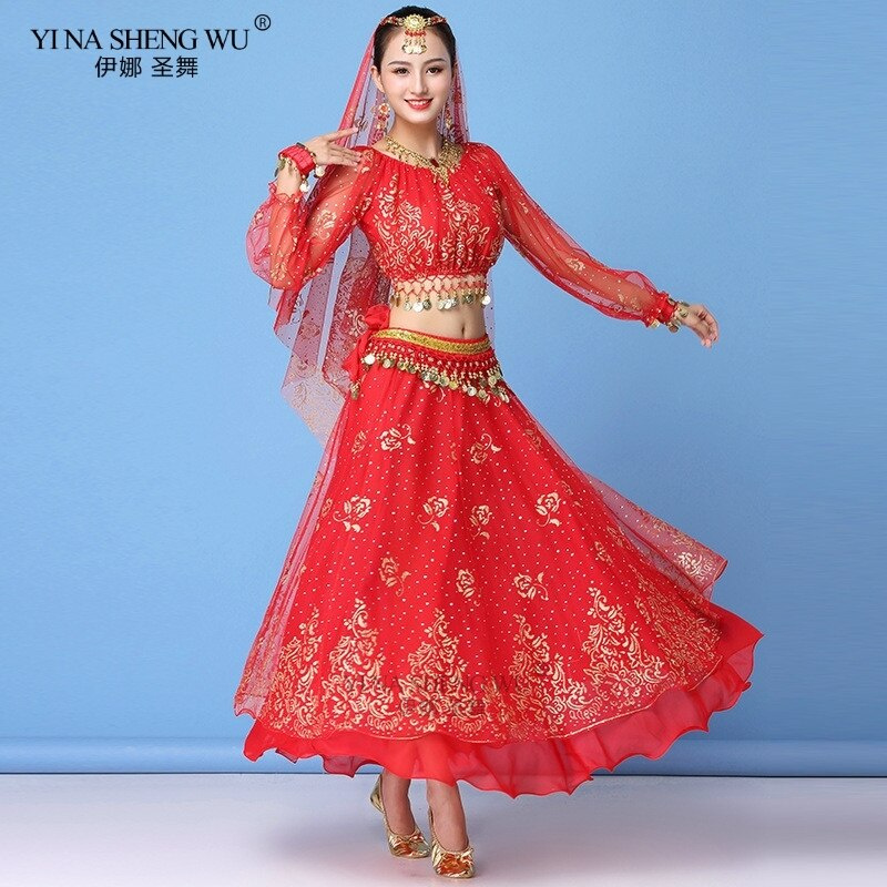 Adult Bollywood Dress Costume Indian Dance Belly Dance Outfit Performance Clothes Chiffon | Shopee