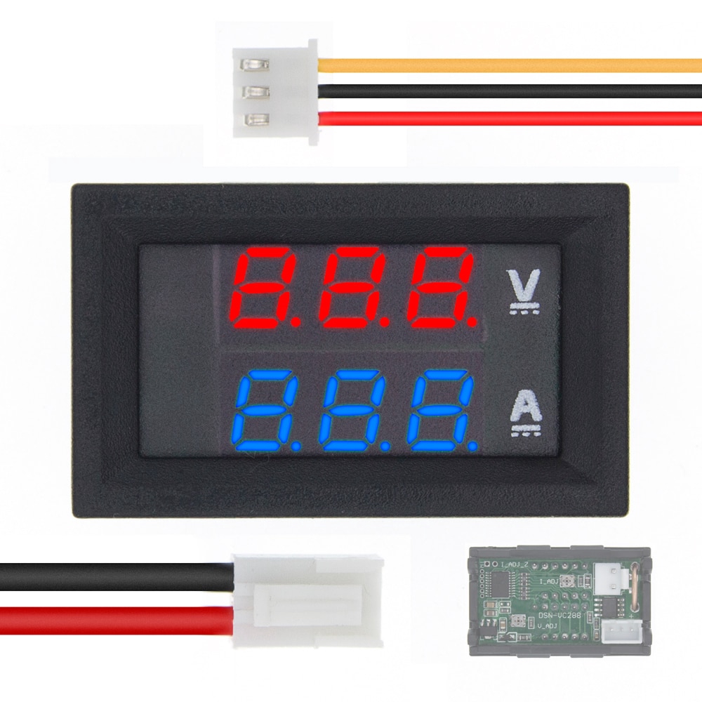 Semoic DC 0-100V 5A Digital Voltmeter Ammeter Dual Display Voltage Detector Current Meter Panel Amp Volt Gauge 0.28 Red Red LED 