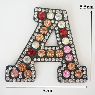 A-Z Pink Red Rhinestone English Letter Alphabet Sew Iron On Patch Badge 3D Handmade Letters Patches Bag Hat Jeans Applique DIY Crafts #4