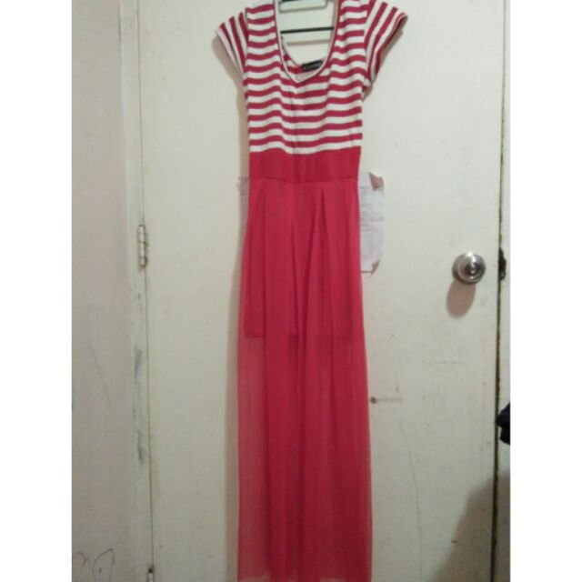 pink and red maxi dress