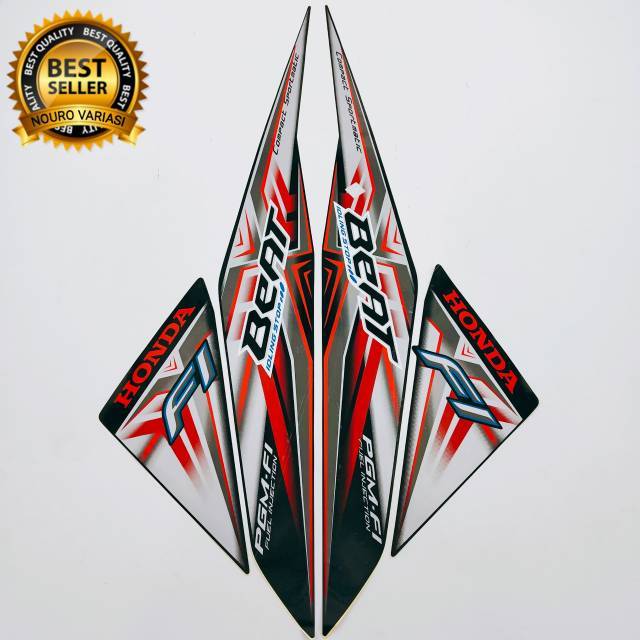 Honda Beat Fi 15 Black White Red Striping List Standard Body Full Set Sticker For Motorcycle Shopee Philippines