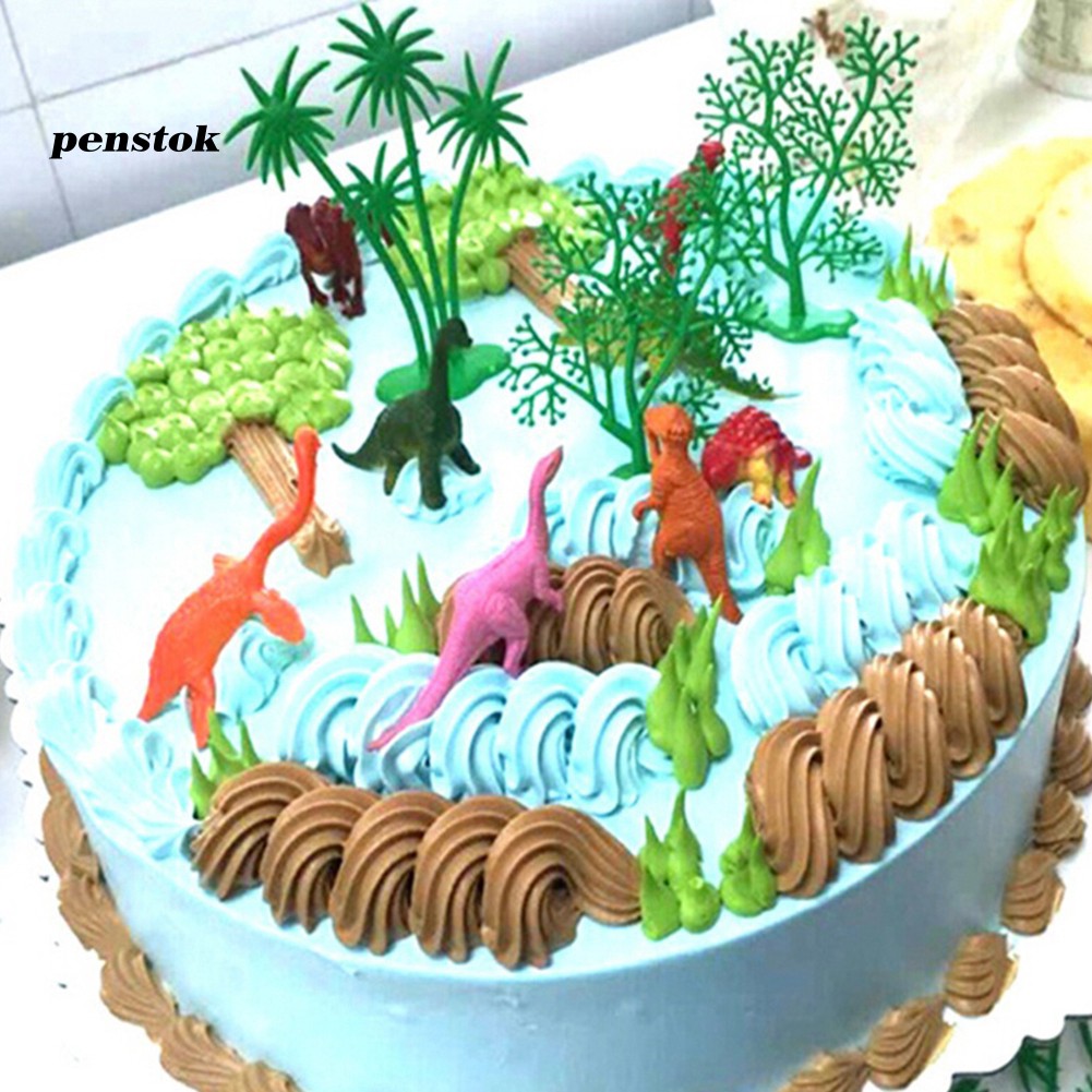 Ready Stock 16pcs Set Funny Jungle Dinosaur Cake Ornaments Kids