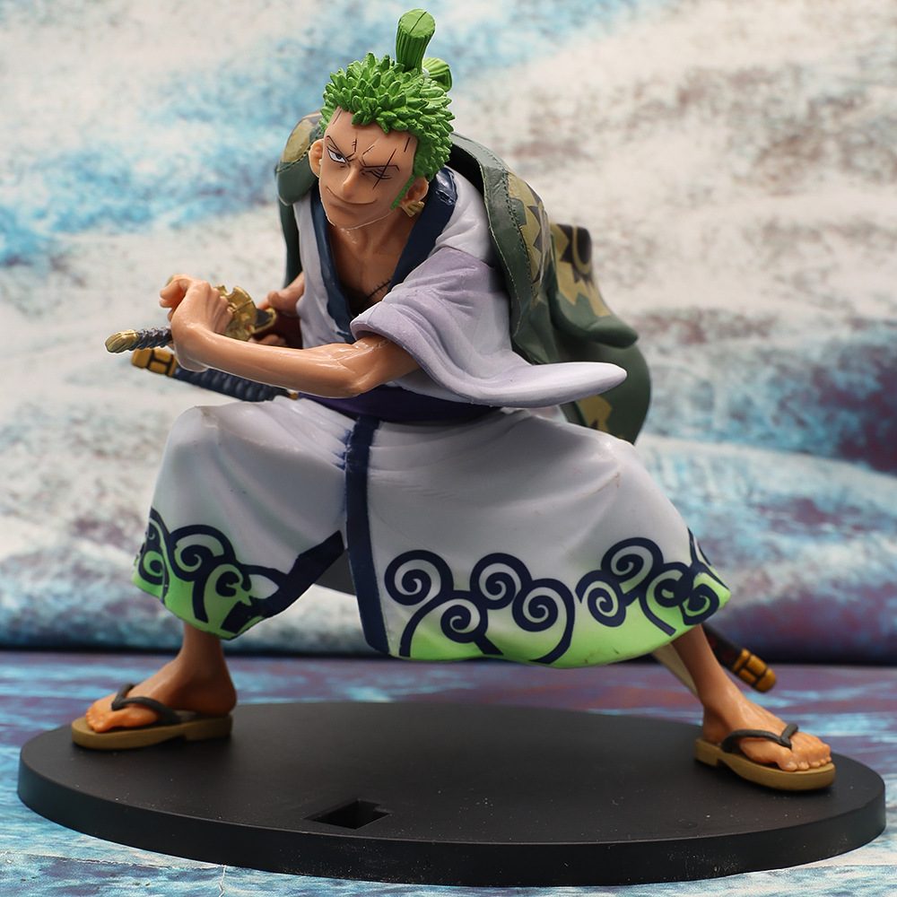 One Piece Three Swords Style Wano Kuni Kimono Group Standing Sword Drawing Zoro Squatting Model Boxed Figure Shopee Philippines