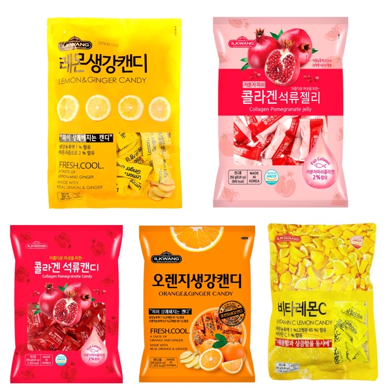 Korean Lemon Orange Ginger Collagen Candy Jelly Sore Throat Relief