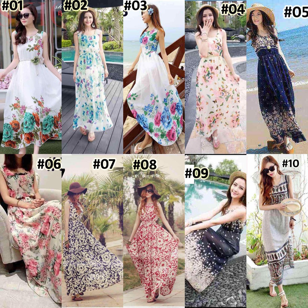 floral maxi dress shopee