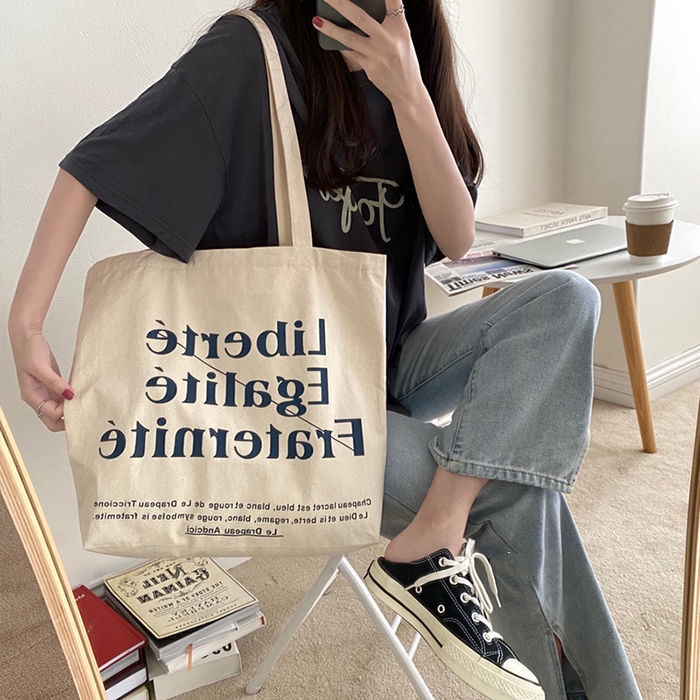 New Canvas Tote Bag Women Student Korean Shoulder Bag Simple Versatile ...