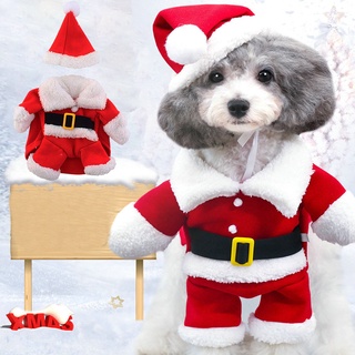 Christmas Pet Santa Claus Suit Costumes Dog Cats Puppy Jumpsuit Hoodies Clothes