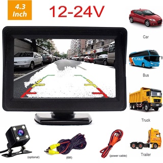 12V-24V 4.3'' inch TFT LCD Car Monitor HD Display Rear View Backup Camera Night Vision Reversing Camera