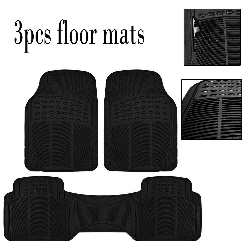 Universal Car Mat Rubber Car Matting 3pcs Set Black Shopee