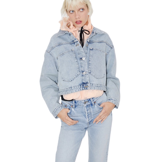 zara cropped jacket denim