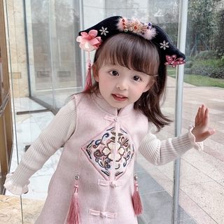 Bobora New Year's Chinese Style Flower Tassel Lattice Hair Ornament Children's Hair Hoop Tang Suit Headband #5