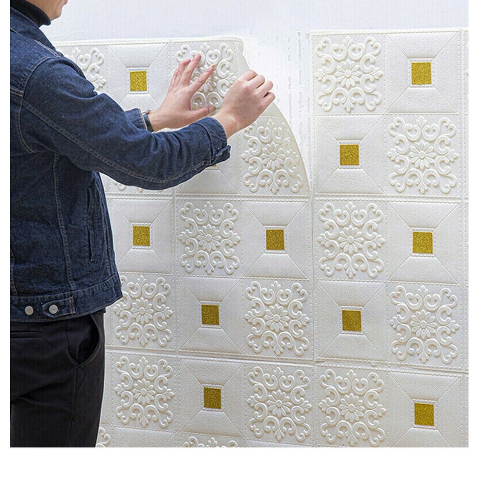 White flower design 3D wall sticker for home décor 70cm*70cm & 35*35cm self-adhesive waterproof foam
