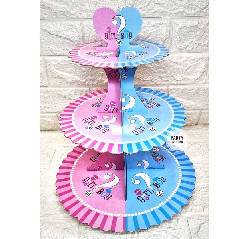 3 Tier Boy or Girl Cupcake Stand Gender Reveal Party Favor Decoration Shopee Philippines
