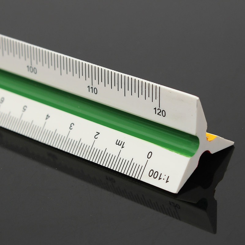 30cm 12" Metric Triangular Plastic Scale Engineering Measuring Pocket Ruler