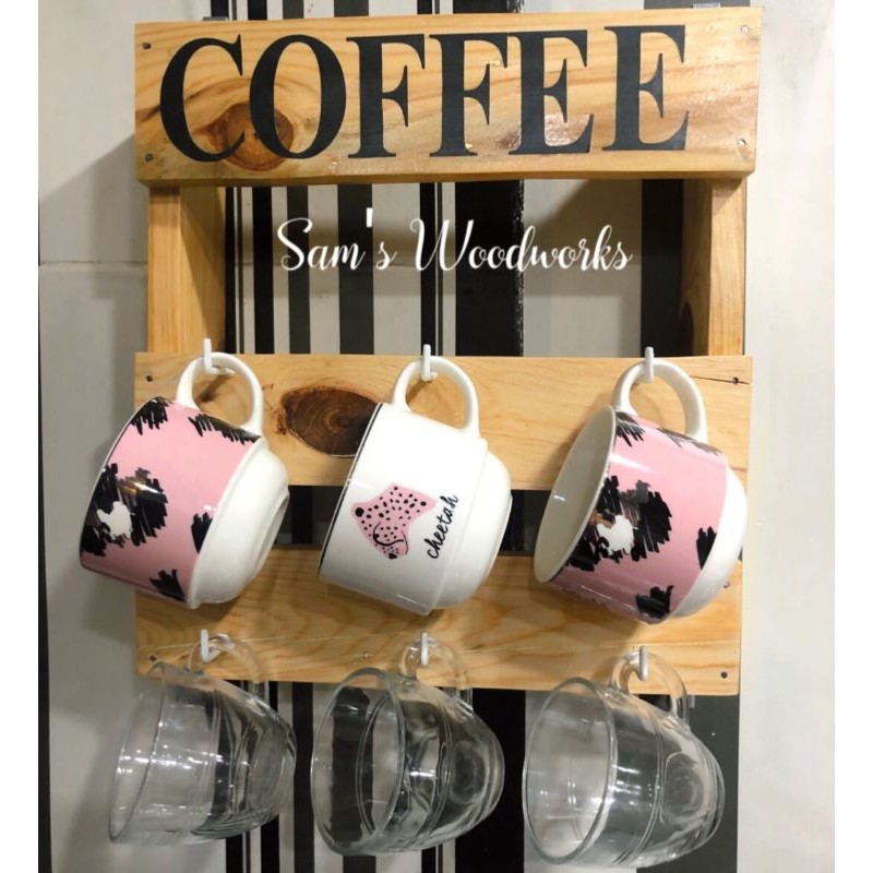 Wooden Coffee Mug Holder (6 mugs capacity) Solid wood Shopee