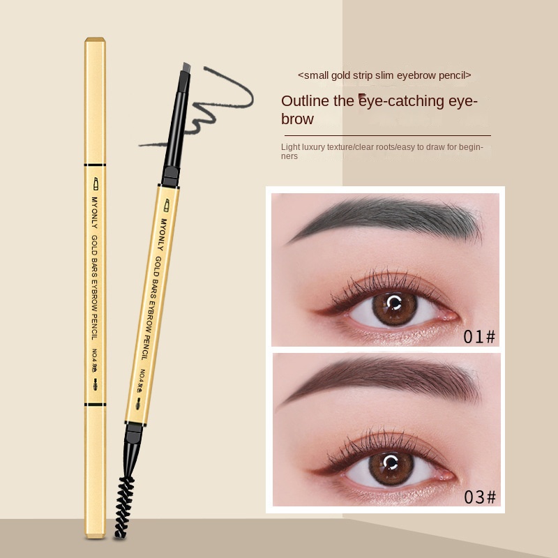 Small Gold Bar Double Head Eyebrow Pencil Extremely Fine Three