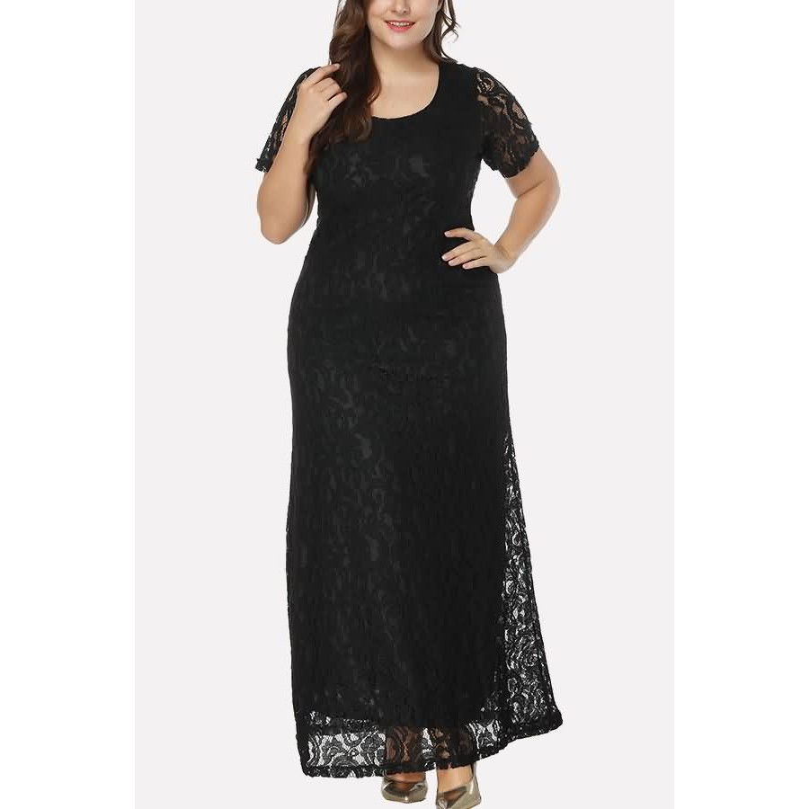 plus black lace dress