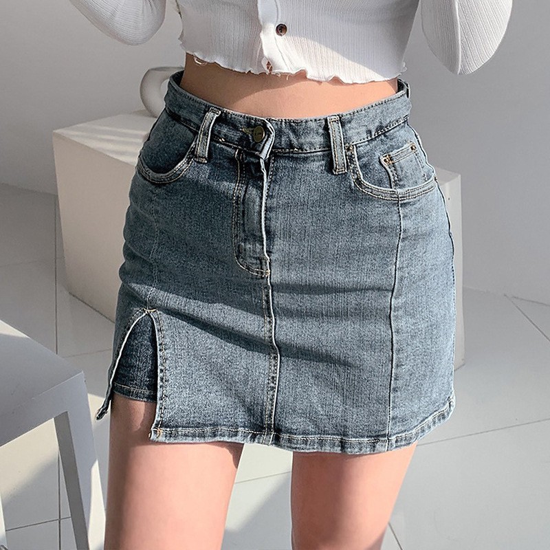 black denim bodycon skirt