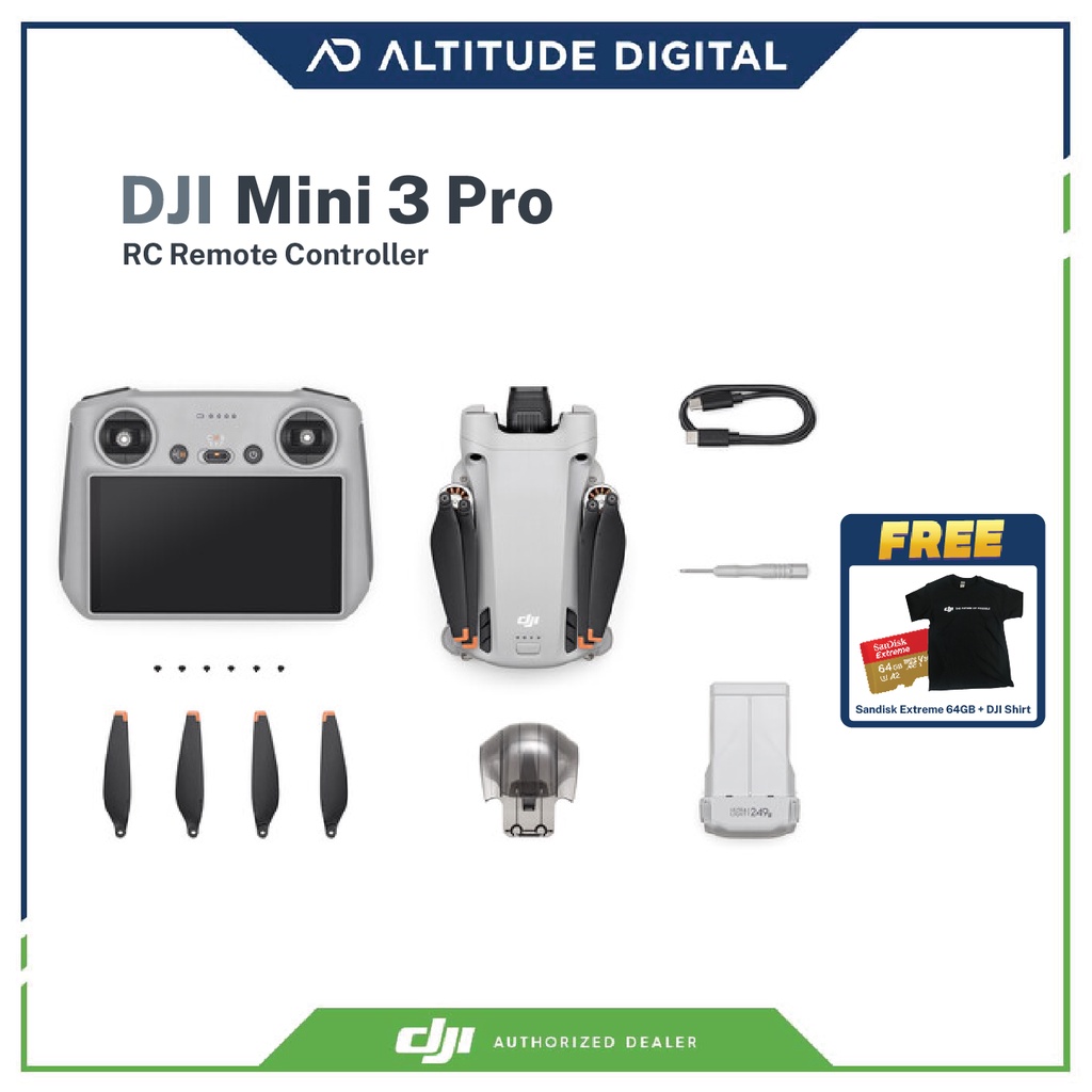 DJI Mini 3 Pro RC with FREE 64GB SanDisk Extreme Micro SD Card and DJI