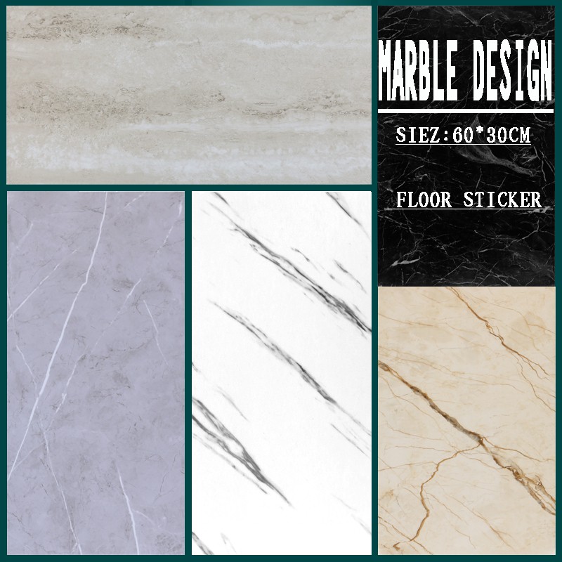 1.8mm thick Marble Design 60X30 cm Vinyl Floor Stickers Adhesive PVC