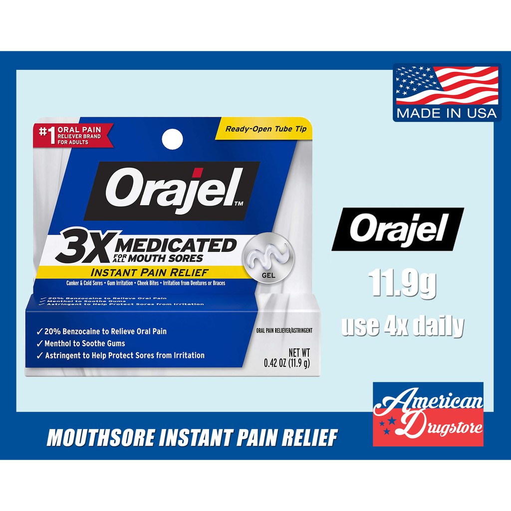 Orajel 3X Medicated for all Mouth Sores, Instant Oral Pain Relief