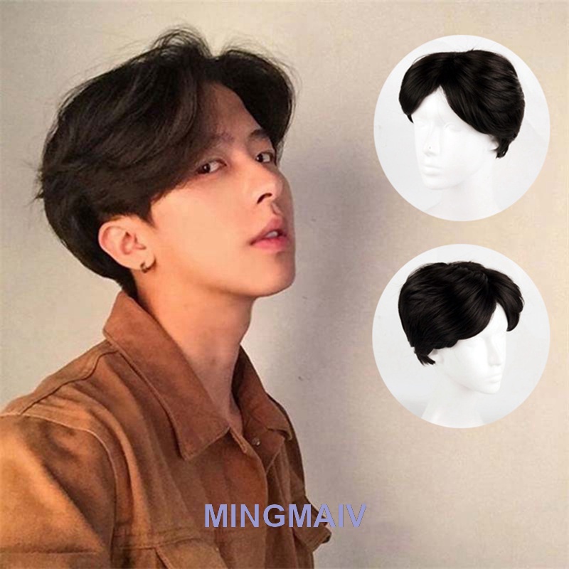 MINGMNAIV Short Straight Middle Part Hair Wigs For Men Boy Cosplay Party  Natural Black Synthetic Heat Resistant Fake Hair Wig|Synthetic None-Lace  Wigs | Shopee Philippines