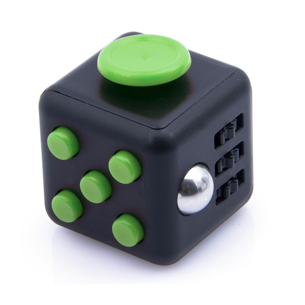 black and green fidget cube