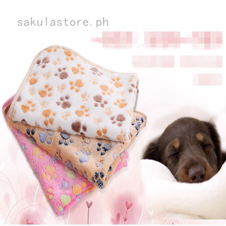 Pet Dog Cat Nice Soft Warm Fleece Paw Print Puppy /& Kitten Blankets Car Bed