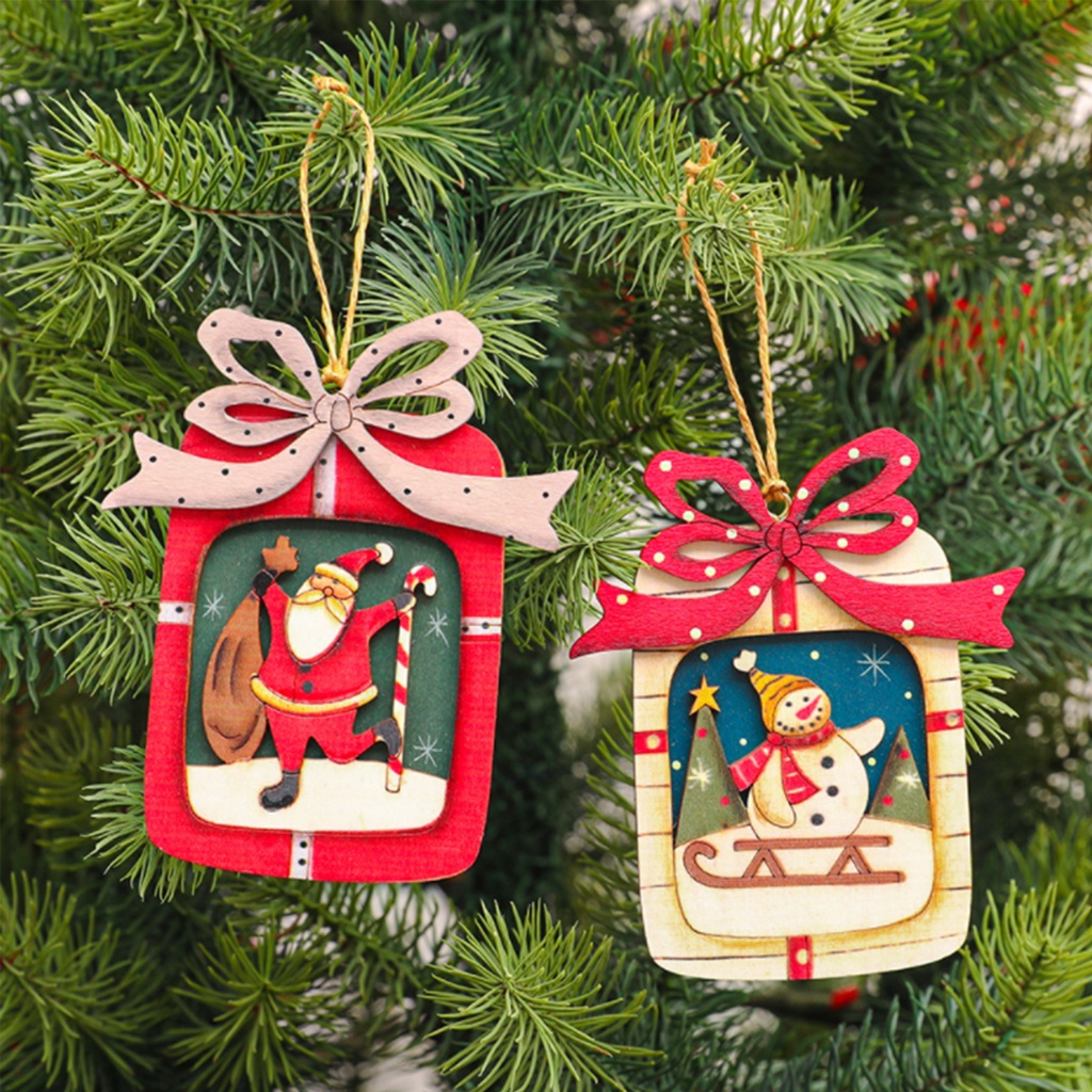 Details about  / Natural Wood Christmas Ornaments Hanging Xmas Tree Pendant Decoration New 10 pcs