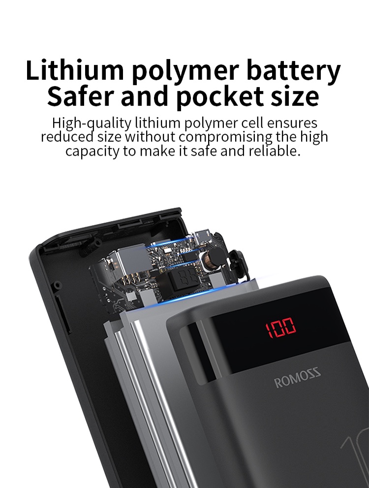 Romoss Ares 10 10000mAh 10.5W 2 Input Led Display Easy to Fit Powerbank ...
