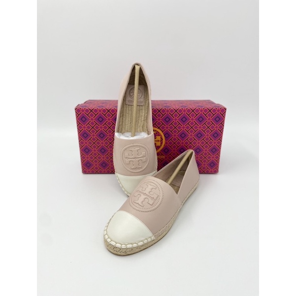 Tory Burch Benton Colorblock Espadrille Nappa Leather Sea Shell Pink Size 8  | Shopee Philippines