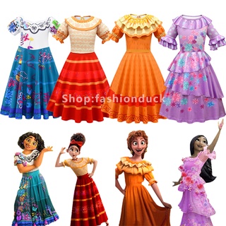 Encanto Disney Costume Kids Clothes Mirabel Isabel Fancy Cosplay Dress ...