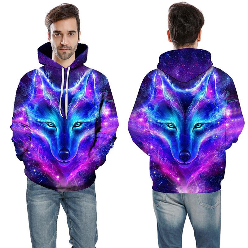 3d galaxy wolf hoodie