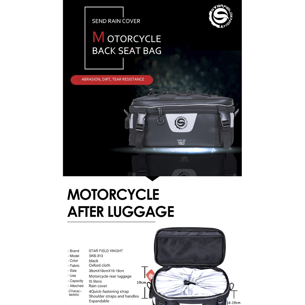 motorcycle rear luggage bag