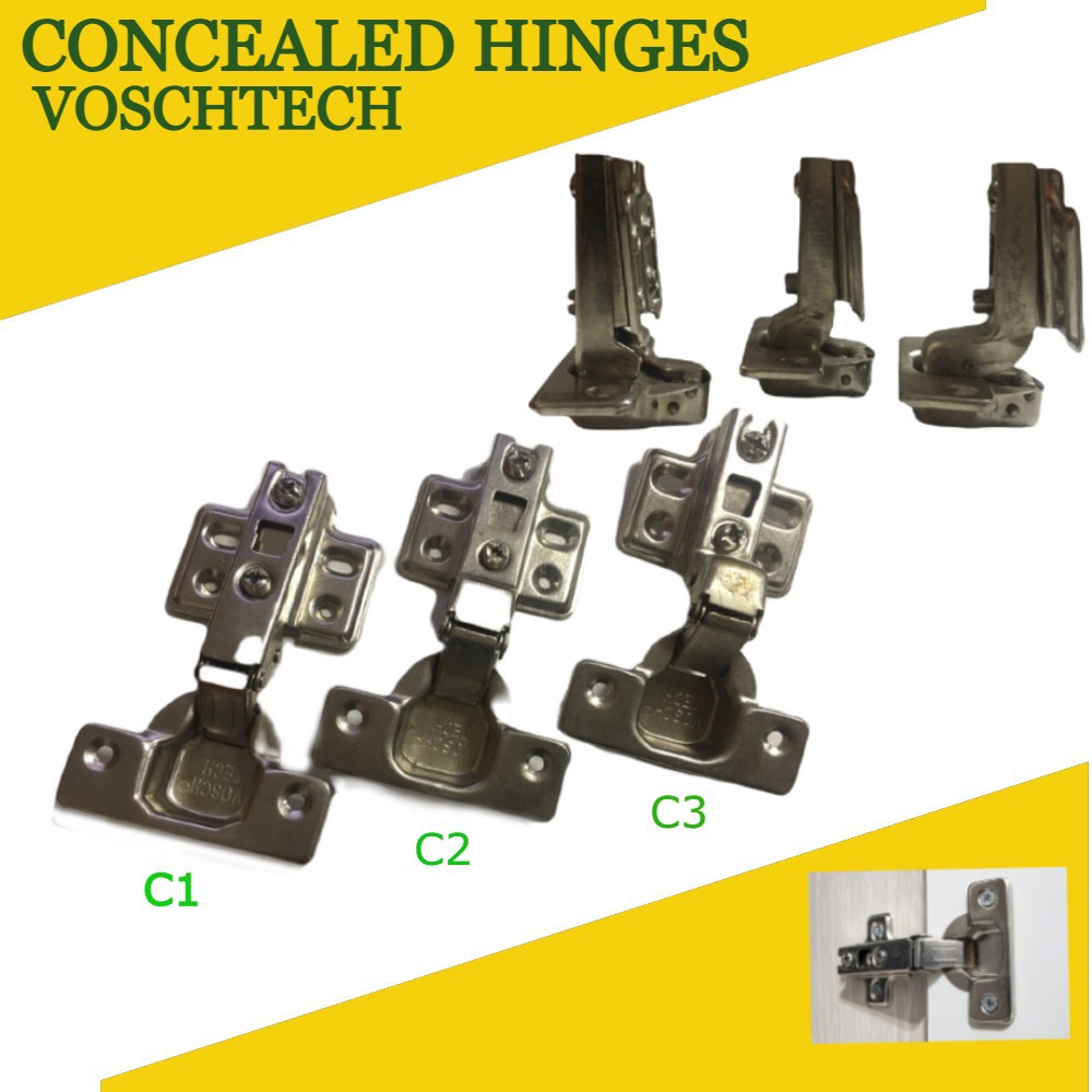 Concealed Hinges Full overlay C1, Half overlay C2, Inset C3