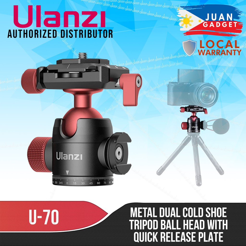 Ulanzi U-70 Metal Dual Cold Shoe Tripod Ball Head Spherical Bracket ...