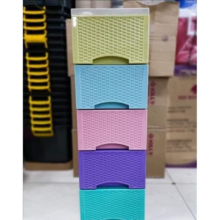 Ichiban Slim Drawer Rattan 3-5 Layer COLORFUL | Shopee Philippines