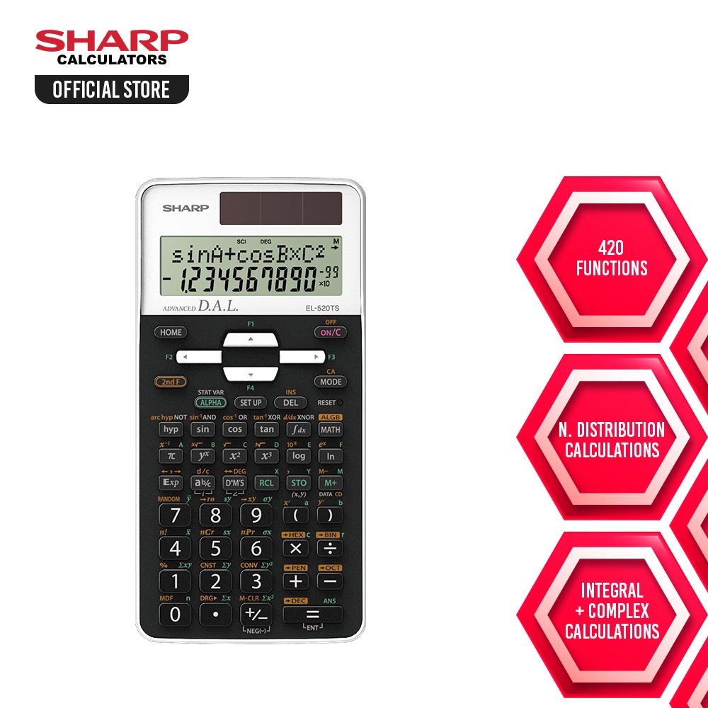 Sharp Scientific Calculator with 420 Builtin Functions (EL520T) White