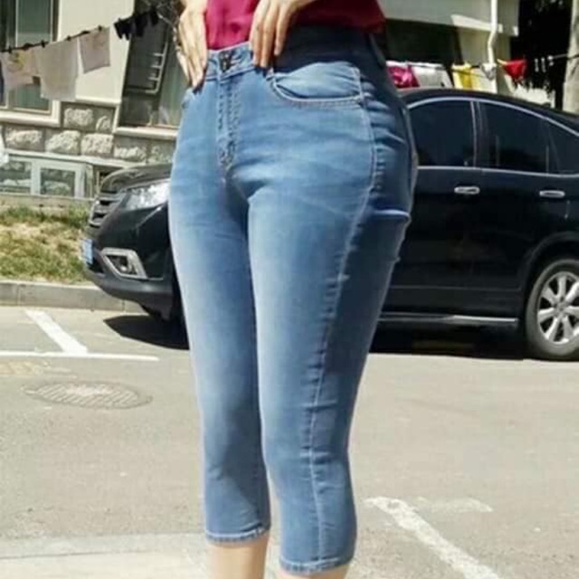 plus size denim capris stretch