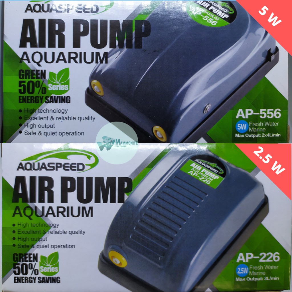 Aquaspeed Aquarium Single Double Air Pump Oxygen AP226 AP556 2.5 Watts ...