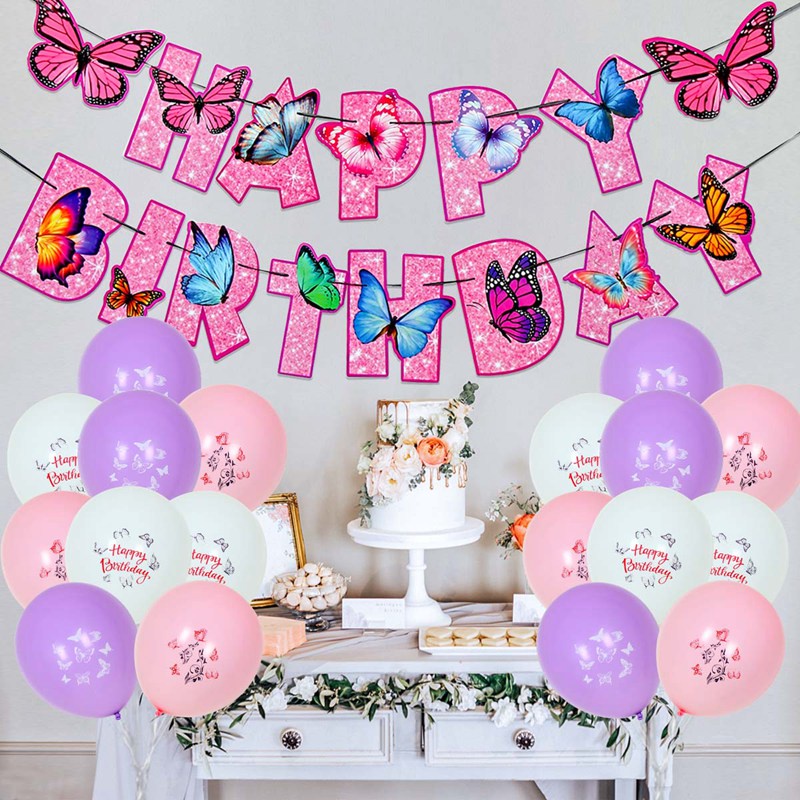 Butterfly Theme Butterfly Decorations For Birthday Party Supplies Banner  Balloons Cake Topper Tablecloth Party Decorations Baby Baptism Gender  Reveal 1st Birthday Girl Birthday Background Decorations | Shopee  Philippines