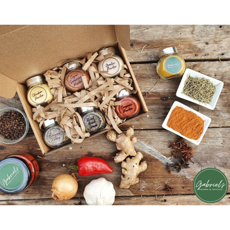 Herbs and Spices Set 6 pcs Mini Glass Jars Set (Perfect Gift Idea