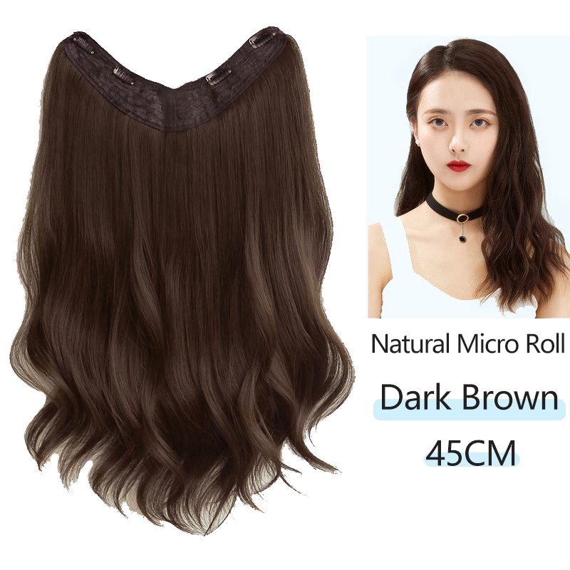 Hair Extension Piece Wig U-shaped Woman Naturally Curly Big Wave hair pin  Fluffy Corn Perm Long Hair | Shopee Philippines