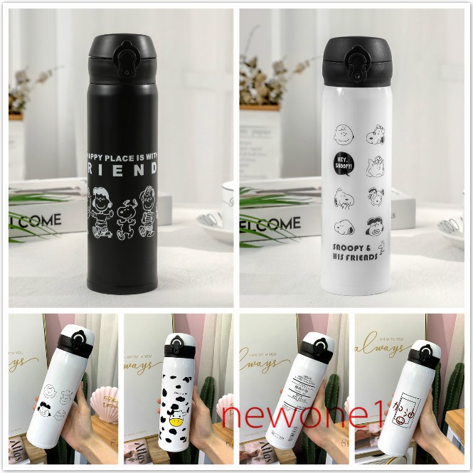 Cute Cartoon Dog Thermos Cup Portable Student Cup Snoopy Thermos 500ml 350ml Shopee Philippines