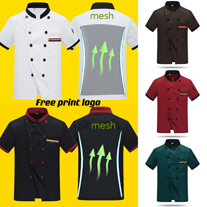 Chef uniform men's short sleeves, summer suits, restaurant kitchen