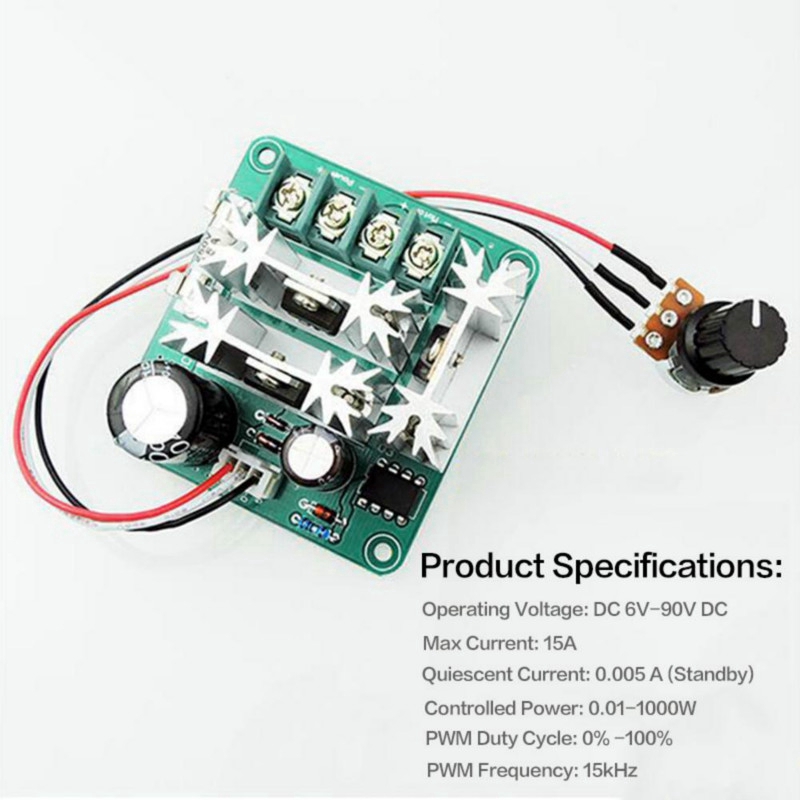 DC 6-90V 15A Pulse Width PWM Motor Speed Controller Switch Drehzahlregler Schalter 1000W PLC control