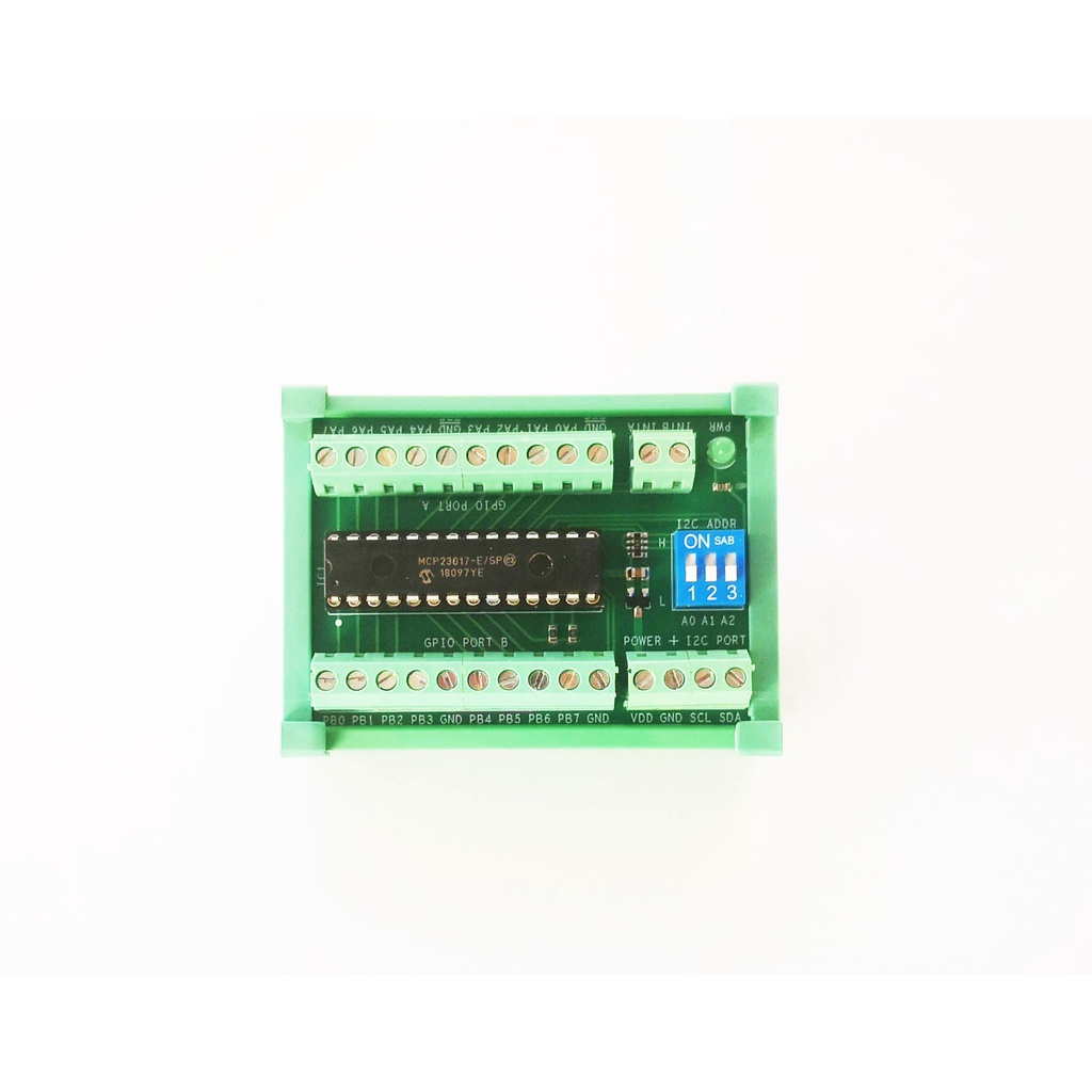 DIN Rail Mount MCP23017 16-Channel GPIO Expander with I2C Interface for ...