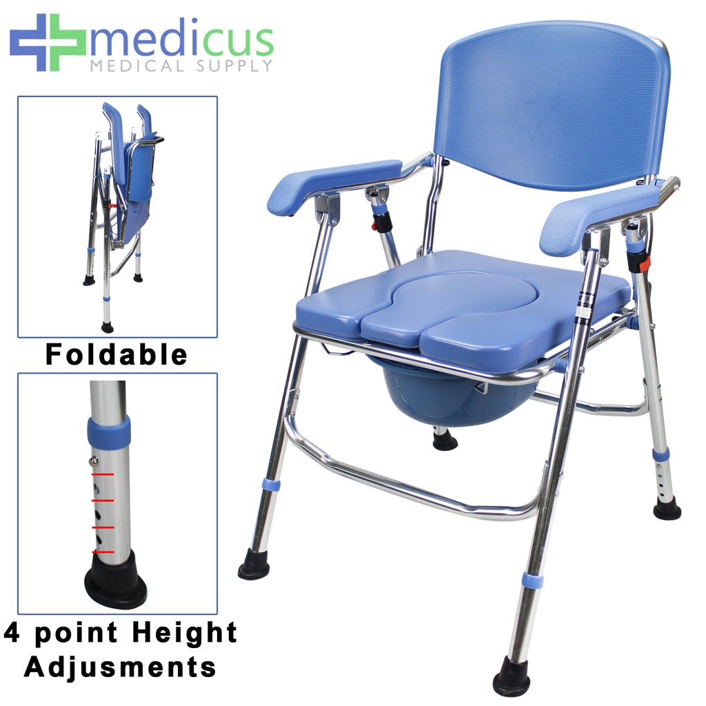898B Heavy Duty Adjustable Commode Chair with Chamber Pot Arinola with